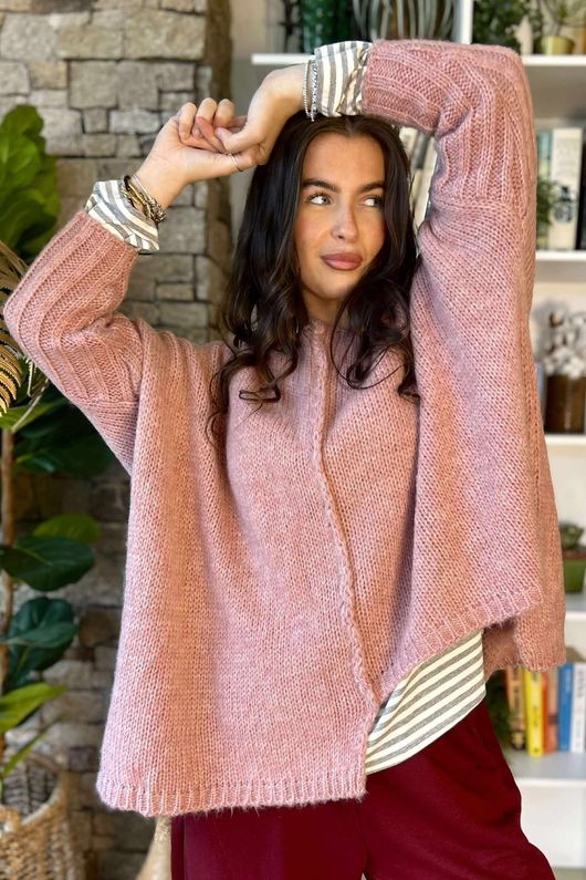 Inside Out Oversized Grunge Knit Rose